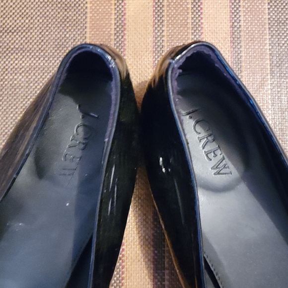 J.Crew black patent leather flats with bow - Picture 2 of 8
